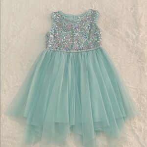 Cat & Jack Seafoam Tulle Sequin Party Dress SZ XS  4/5